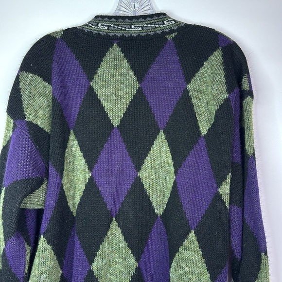Vintage Empressions International Vneck Geometric Cardigan Sweater Size Large - Picture 5 of 9